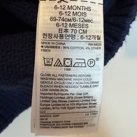 Baby GAP Boys Bear Sweater In Navy Tan Size 6-12 Months - Picture 6 of 6